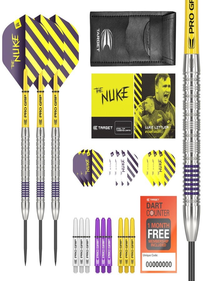 تارجت دارتس مجموعة سهام Target Darts Luke Littler برؤوس فولاذية من التنجستن بنسبة 80%، وزن 23 غرامًا | مجموعة ملحقات احترافية للسهام، تتضمن أعمدة Pro Grip، وريش Pro Ultra، ومحفظة سهام. - Image 1