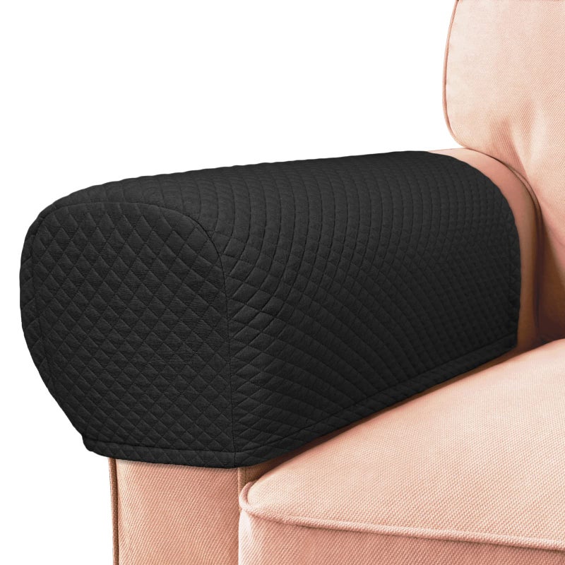 Roytub Stretch Couch Arm Covers  Breathable ScratchResistant Keeps Home Clean  Sofa  Chair Arm Covers Medium Black 2PCS
