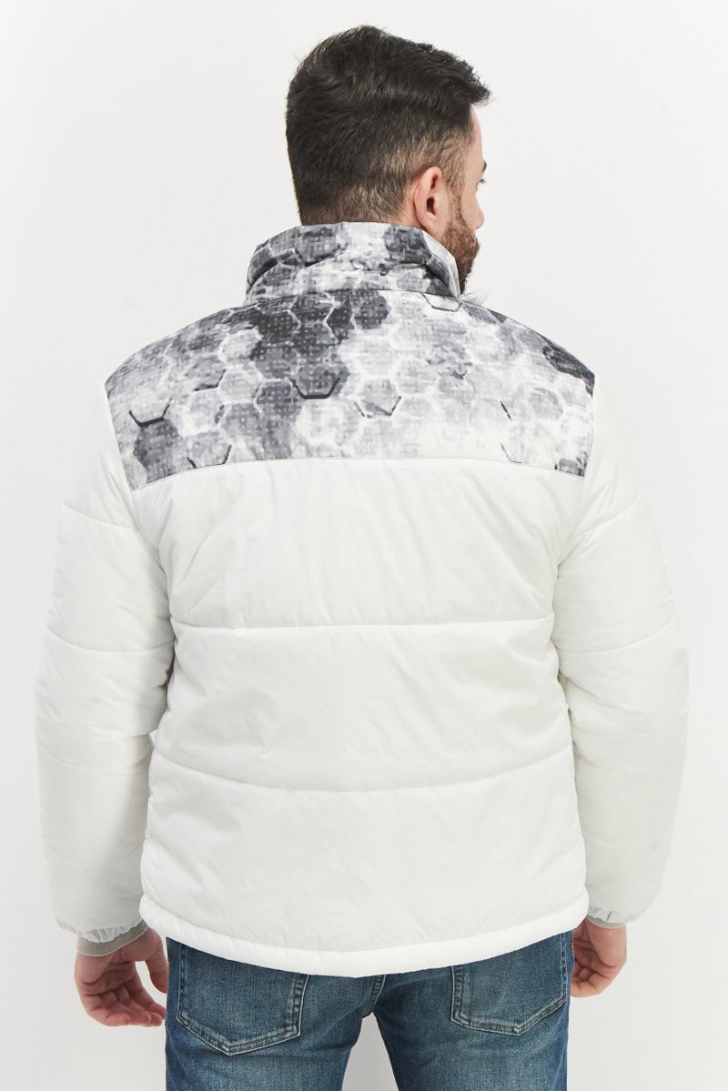 KA-1 Men Graphic Print Puffer Jacket, White - Image 2