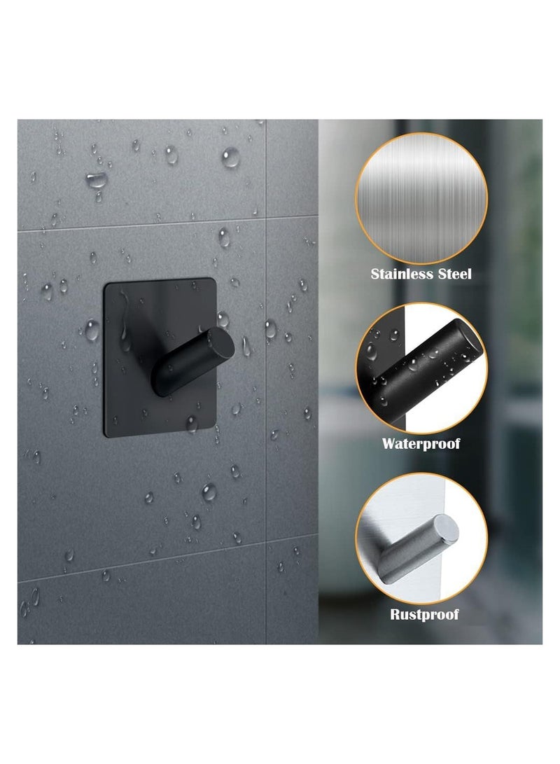 Utility Hooks Muti-Purpose Self Adhesive Wall Hooks Stainless Steel, Robe & Towel Hooks for Hanging Heavy Duty, Home Kitchen Storage Hooks Rustproof Black 7 Packs - Image 2