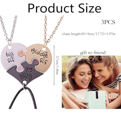 XFSAFDM 3 PCS Friendship Necklace, Best Friend Necklace, The Best Gift For Best Friend Girls, Suitable For Various Occasions, Adjustable Good Friend Necklaces - Image 2