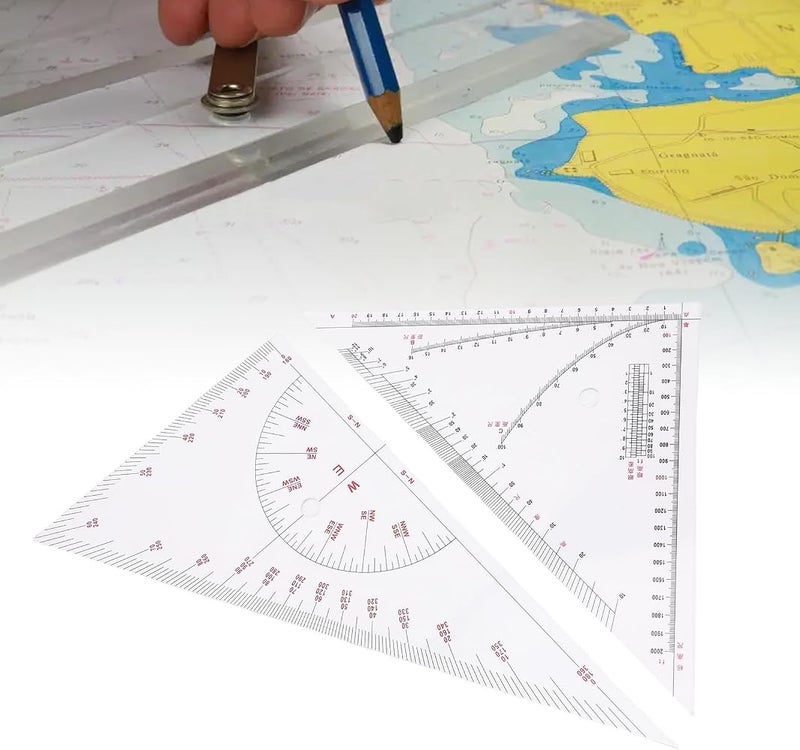 Nurnesy Large 405mm Multifunctional Acrylic Triangle Ruler & Protractor Set for Accurate Distance Measurements - Ideal for Drawing and Charting (IMPA371007) - Image 3