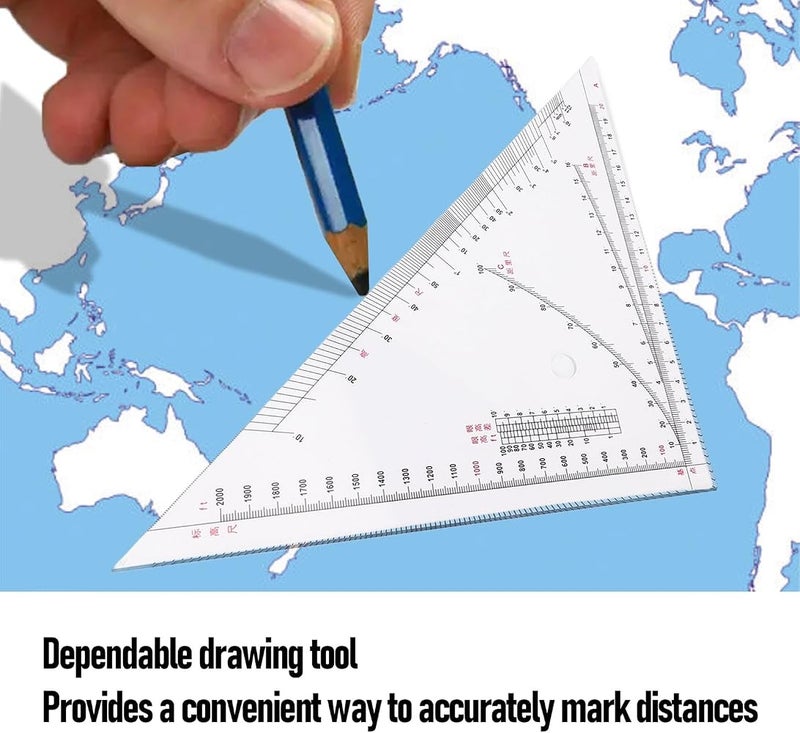 Nurnesy Large 405mm Multifunctional Acrylic Triangle Ruler & Protractor Set for Accurate Distance Measurements - Ideal for Drawing and Charting (IMPA371007) - Image 5