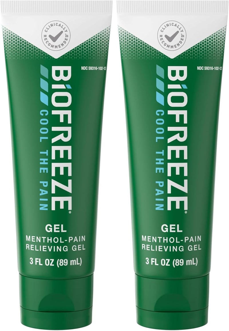 Biofreeze Pain Relief Gel Pain Reliver Knee  Lower Back Pain Relief Sore Muscle Relief Neck Pain Relief Pharmacist Recommended FSA Eligible 3 FL OZ Menthol Gel Pack of 2 - Image 1