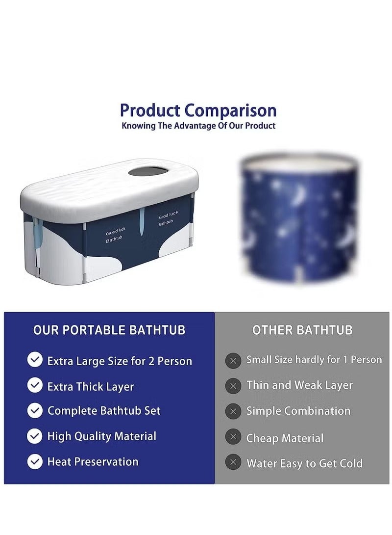MIXDE Waterproof Large Portable Foldable Layer Bathtub and Family SPA Soaking Tub Barrel, Household Shower with Organizer Bag - Image 3