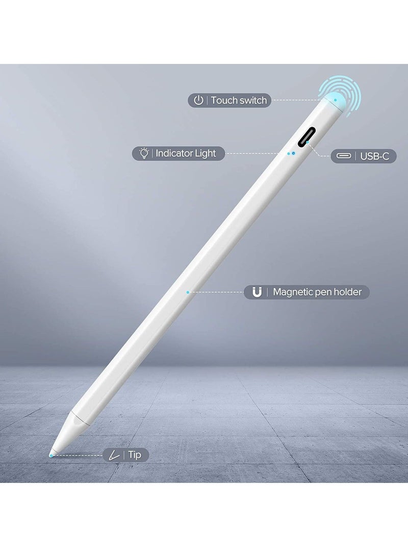 Stylus Pen for iPad with Palm Rejection, Compatible with (2018-2022) Apple iPad Pro (11/12.9 Inch),iPad 6th/7th/8th/9th/10th Gen,iPad Mini 5th/6th Gen,iPad Air 3rd/4th/5th ,White - Image 2