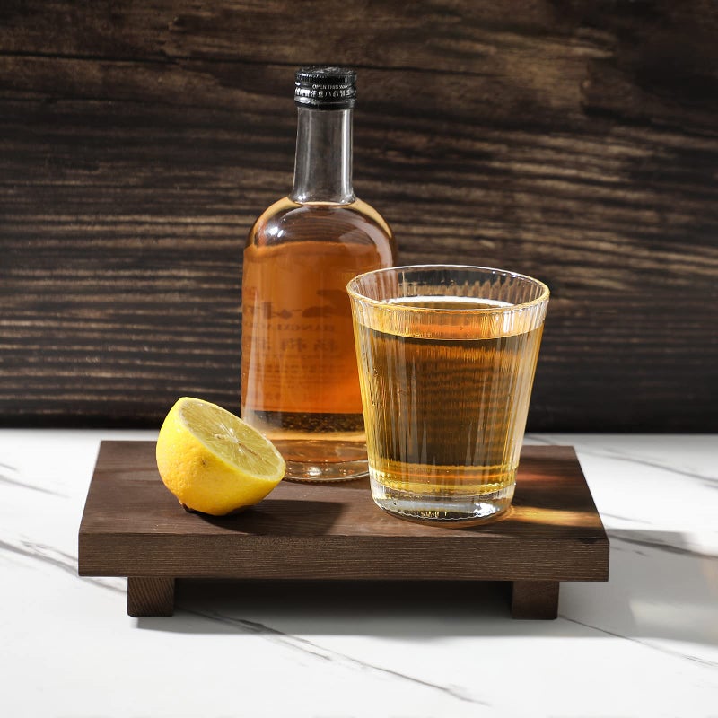 zoocatia Bathroom Counter Organizer Wood Pedestal Stand Farmhouse Decorative Tray Soap Holder for Kitchen Decor, 9" x 6" - Walnut - Image 3