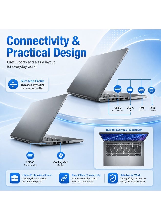 High Performance Business Laptop 14-Inch Display Core i5 Processor 8GB RAM 512GB SSD Integrated Graphics with 3 Free Gifts Backpack Wireless Mouse and Stand - Image 2