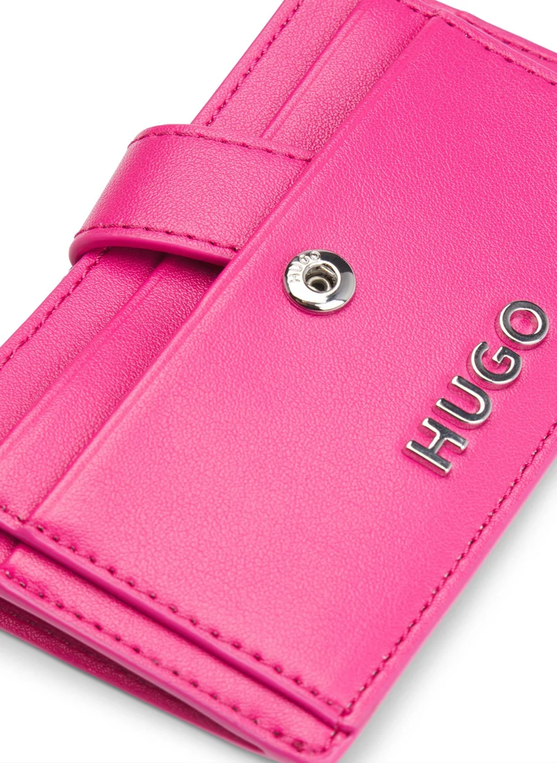 HUGO Faux-leather card holder with logo lettering