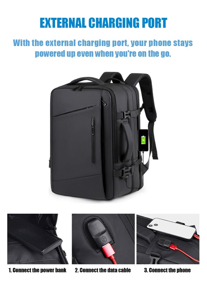 BiuTFon Waterproof Expandable 15.6 Inch Laptop Backpack with USB Charging Port, Business Computer Bag for Men and Women, Large Capacity Work Backpack - Image 5