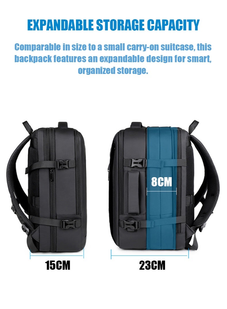 BiuTFon Waterproof Expandable 15.6 Inch Laptop Backpack with USB Charging Port, Business Computer Bag for Men and Women, Large Capacity Work Backpack - Image 2