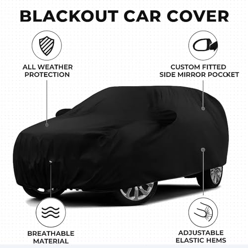 Sulfar 100% Water Resistant Car Body Cover Compatible with Mirror for Jaguar XK (Triple Stitched, Full Bottom Elastic, Black) - Image 5