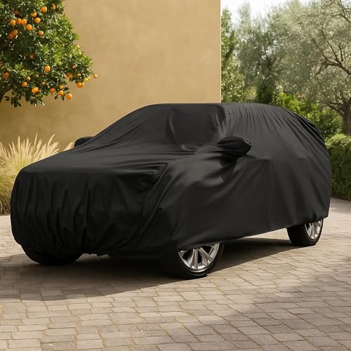 Sulfar 100% Water Resistant Car Body Cover Compatible with Mirror for Jaguar XK (Triple Stitched, Full Bottom Elastic, Black) - Image 3