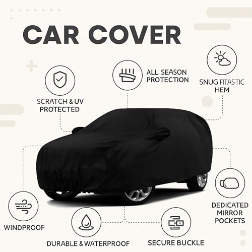 Sulfar 100% Water Resistant Car Body Cover Compatible with Mirror for Jaguar XK (Triple Stitched, Full Bottom Elastic, Black) - Image 2
