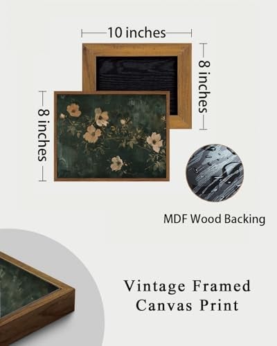 KISSFOX Framed Wall Art Vintage Wall Art Flowers Canvas Art Dark Green Pictures Floral Paintings Moody Artwork Farmhouse Prints For Bedroom Kitchen Living Room - Image 5