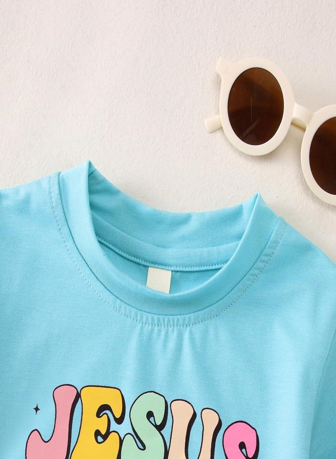KEKEMI Kid Toddler Girls Easter Shirts Jesus is Risen Tell Your Peeps T Shirt Bunny Tees Christian Outfit Short Sleeve Tops(Blue,18-24Months) - Image 5