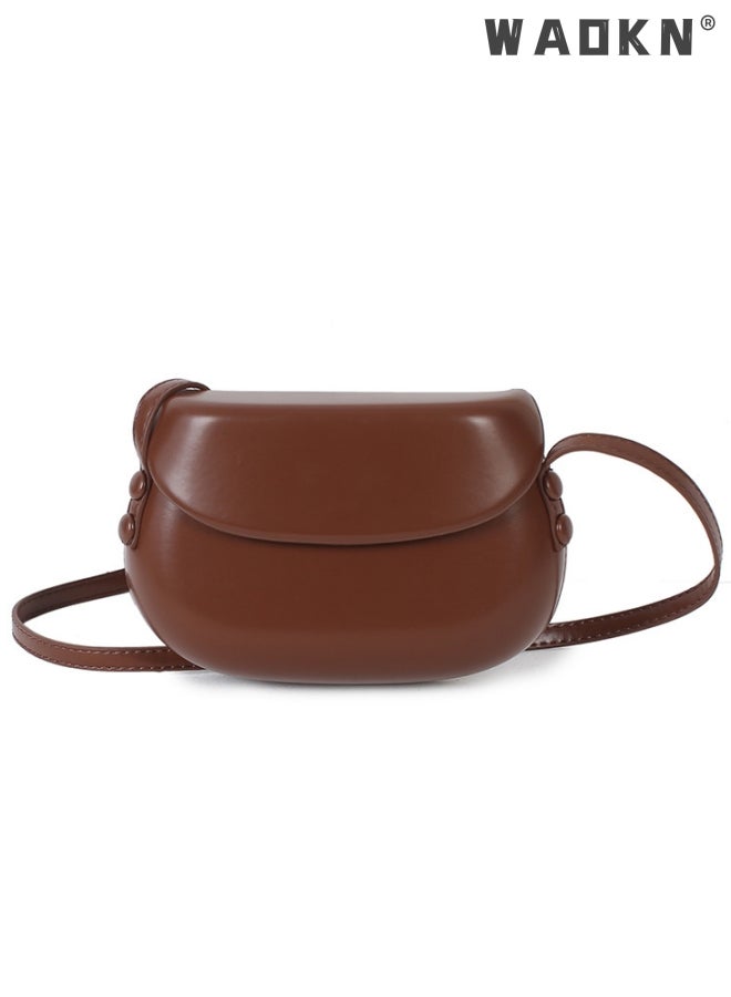 WAOKN Retro All-Match Saddle Bag Shoulder Bag for Women Saddle Shoulder Bags For Women Small Women Underarm Bag Leather Women Crossbody Bags Handbags And Purses  - Image 1