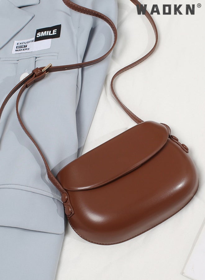 WAOKN Retro All-Match Saddle Bag Shoulder Bag for Women Saddle Shoulder Bags For Women Small Women Underarm Bag Leather Women Crossbody Bags Handbags And Purses  - Image 3