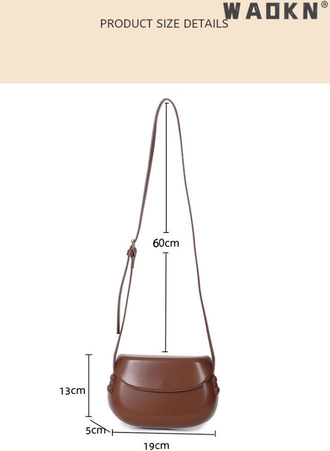 WAOKN Retro All-Match Saddle Bag Shoulder Bag for Women Saddle Shoulder Bags For Women Small Women Underarm Bag Leather Women Crossbody Bags Handbags And Purses  - Image 5