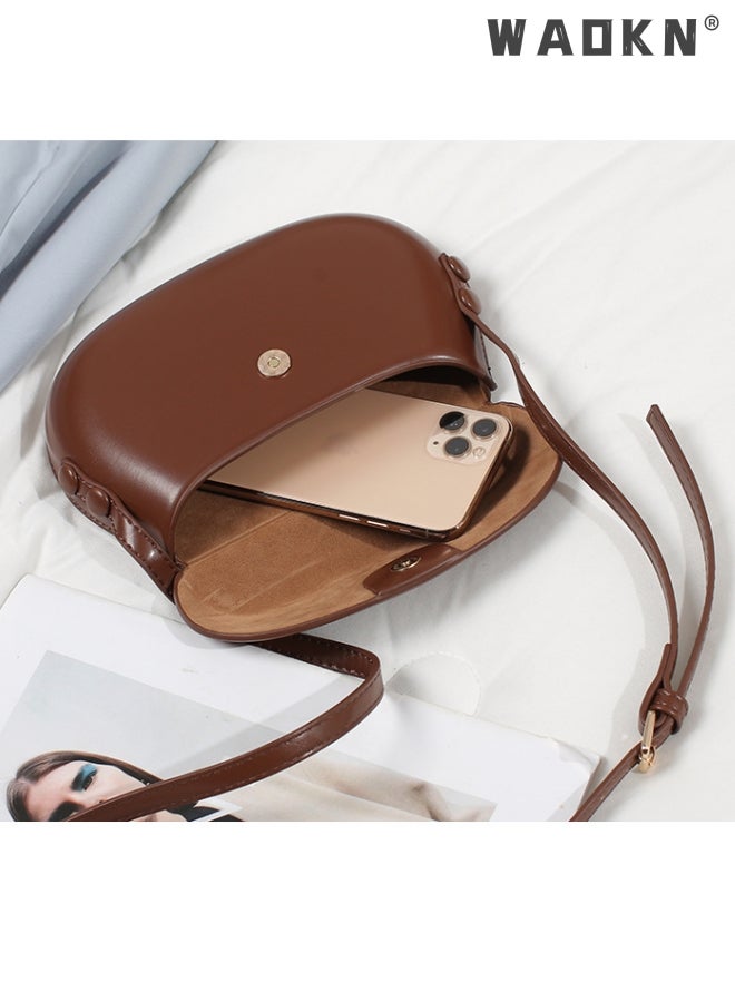 WAOKN Retro All-Match Saddle Bag Shoulder Bag for Women Saddle Shoulder Bags For Women Small Women Underarm Bag Leather Women Crossbody Bags Handbags And Purses  - Image 4