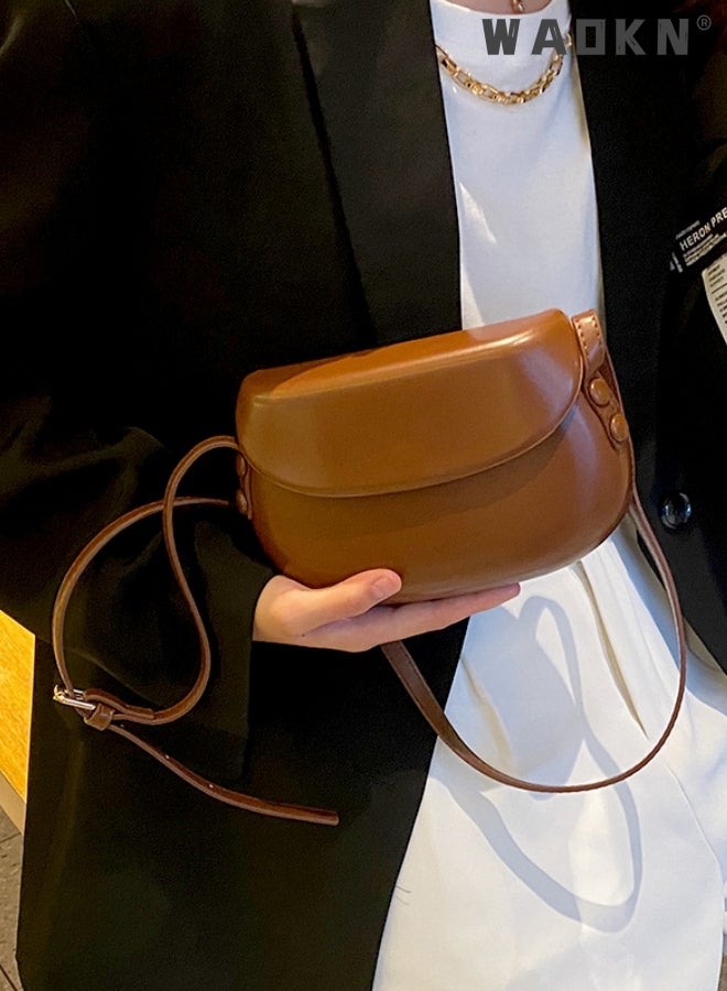 WAOKN Retro All-Match Saddle Bag Shoulder Bag for Women Saddle Shoulder Bags For Women Small Women Underarm Bag Leather Women Crossbody Bags Handbags And Purses  - Image 2