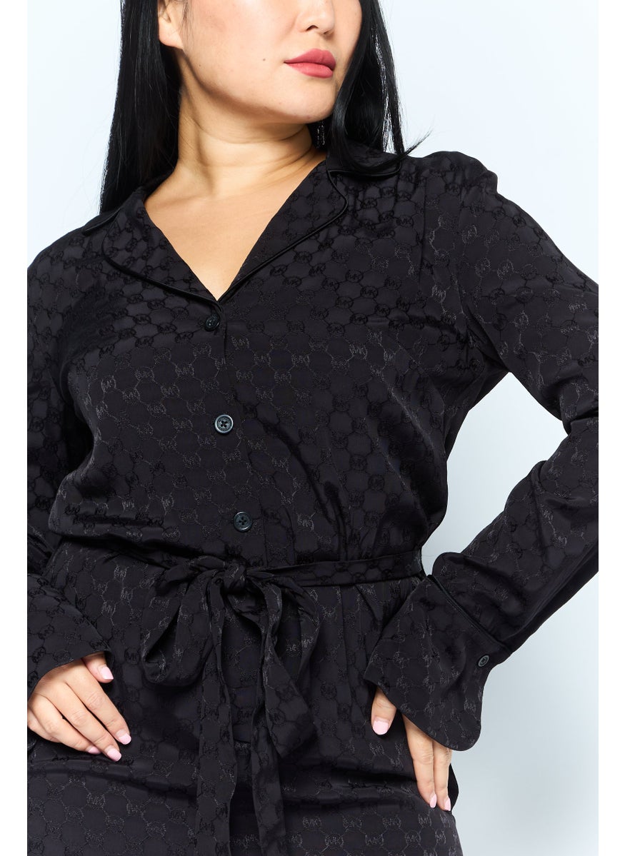 Michael Kors Women Circle Logo Belted Jumpsuit, Black  - Image 3