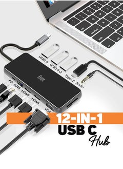 FITIT FITIT 12-in-1 USB Type C Hub Multiport Adapter with 4K HDMI, PD Power Delivery, USB-C, Ethernet, 2x USB, SD TF Card Reader, Compatible with Mac Book Pro XPS and More Type C Devices  - Image 2