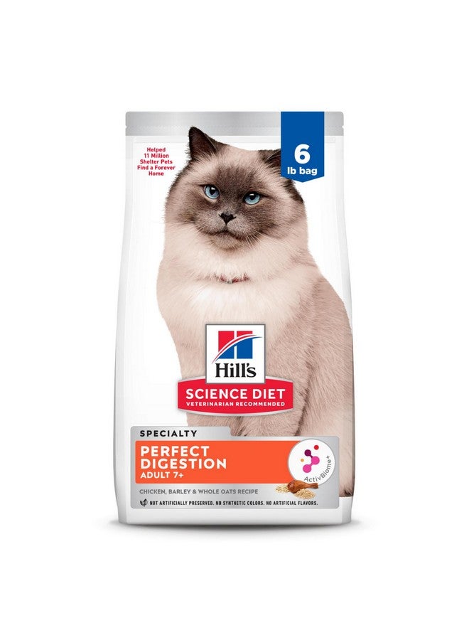 Hill's Science Diet Perfect Digestion, Senior Adult 7+, Digestive Support, Dry Cat Food, Chicken, Barley, & Whole Oats, 6 lb Bag - Image 1