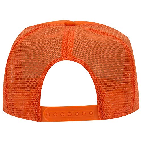 OTTO Polyester Foam Front 5 Panel High Crown Mesh Back Trucker Hat - Orange - Image 3