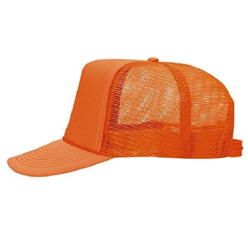 OTTO Polyester Foam Front 5 Panel High Crown Mesh Back Trucker Hat - Orange - Image 5