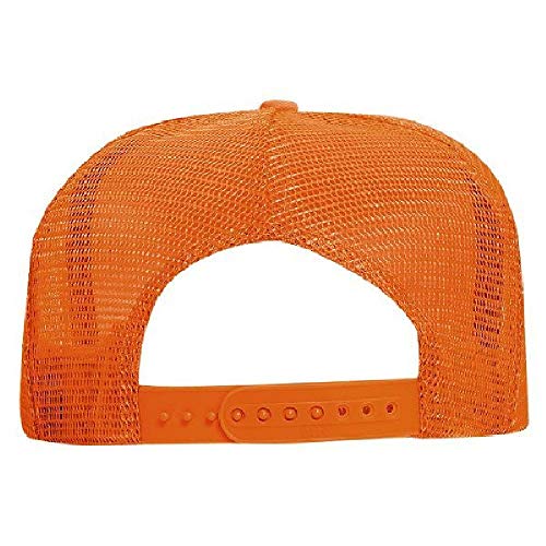 OTTO Polyester Foam Front 5 Panel High Crown Mesh Back Trucker Hat - Orange - Image 4