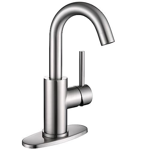 Jodulos Brushed Nickel Bar Sink Faucet Wet bar Faucet with 3 Hole Deck Plate and Supply Lines Stainless Steel Single Handle Faucet for Bar Sink Bathroom and Mini Kitchen Sink JU1100BN - Image 1