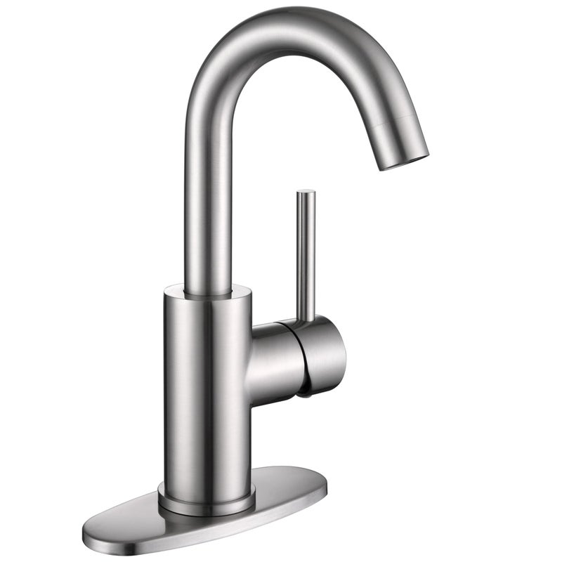 Jodulos Brushed Nickel Bar Sink Faucet Wet bar Faucet with 3 Hole Deck Plate and Supply Lines Stainless Steel Single Handle Faucet for Bar Sink Bathroom and Mini Kitchen Sink JU1100BN - Image 2