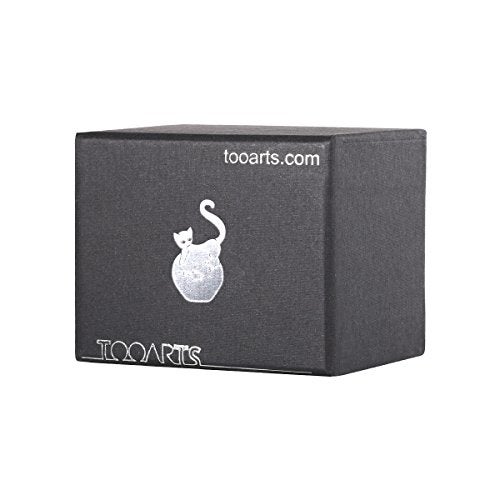 Tooarts Cat and Goldfish Sculpture Glass Ornament Cat Figurine Hand Blown, Christmas Birthday Gift [Black & Red] - Image 2