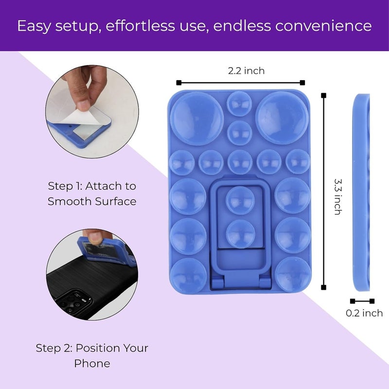 ClickCase 2 in 1 Sticky Silicone Phone Grip with New Upgraded Bigger Suction Cup & Kickstand Mount for Any Mobile Phone,Provides Multiple Mounting Options for Selfies,Reels & Video Recording (Blue) - Image 4