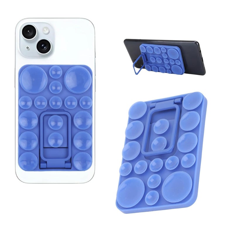 ClickCase 2 in 1 Sticky Silicone Phone Grip with New Upgraded Bigger Suction Cup & Kickstand Mount for Any Mobile Phone,Provides Multiple Mounting Options for Selfies,Reels & Video Recording (Blue) - Image 1