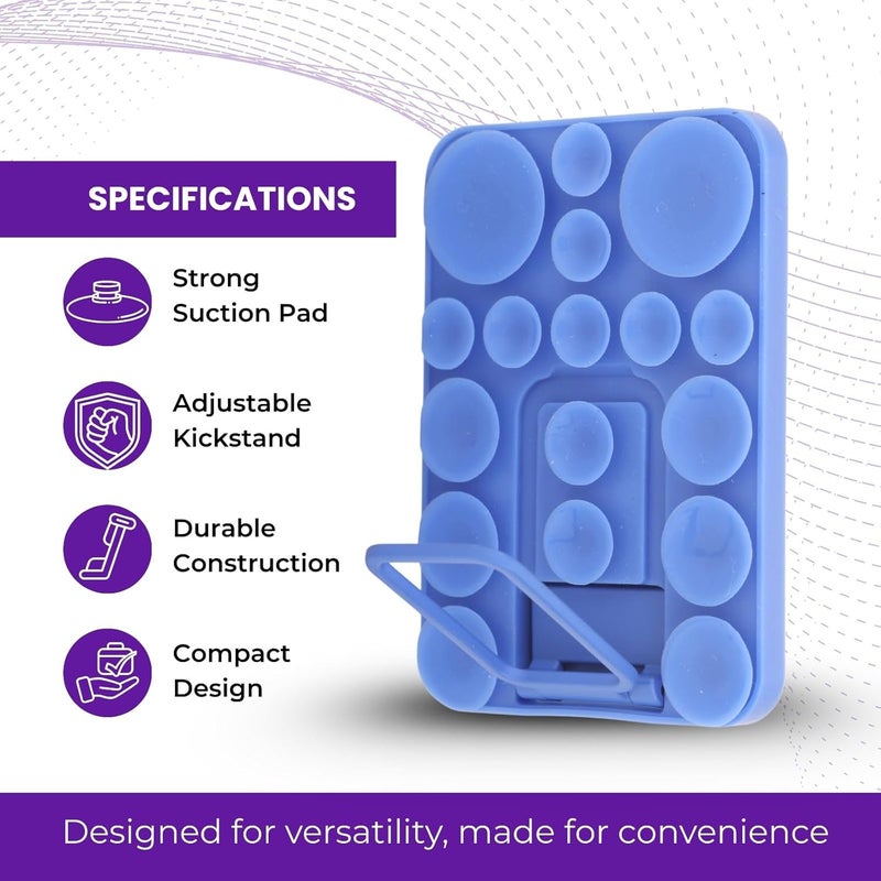 ClickCase 2 in 1 Sticky Silicone Phone Grip with New Upgraded Bigger Suction Cup & Kickstand Mount for Any Mobile Phone,Provides Multiple Mounting Options for Selfies,Reels & Video Recording (Blue) - Image 2