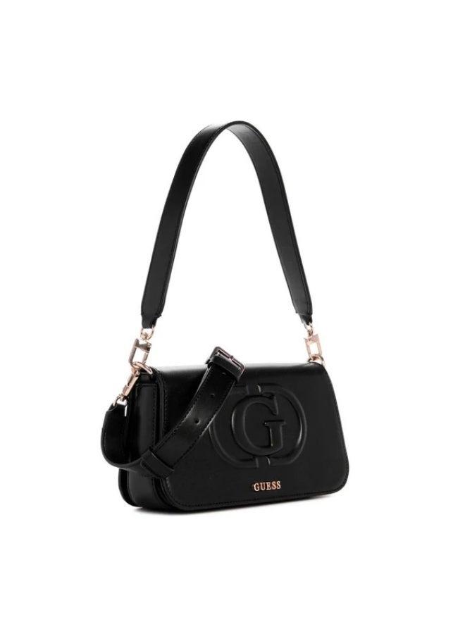 GUESS Eco Mietta Flap Shoulder Bag for Women – Black Faux Leather Handbag - Image 2