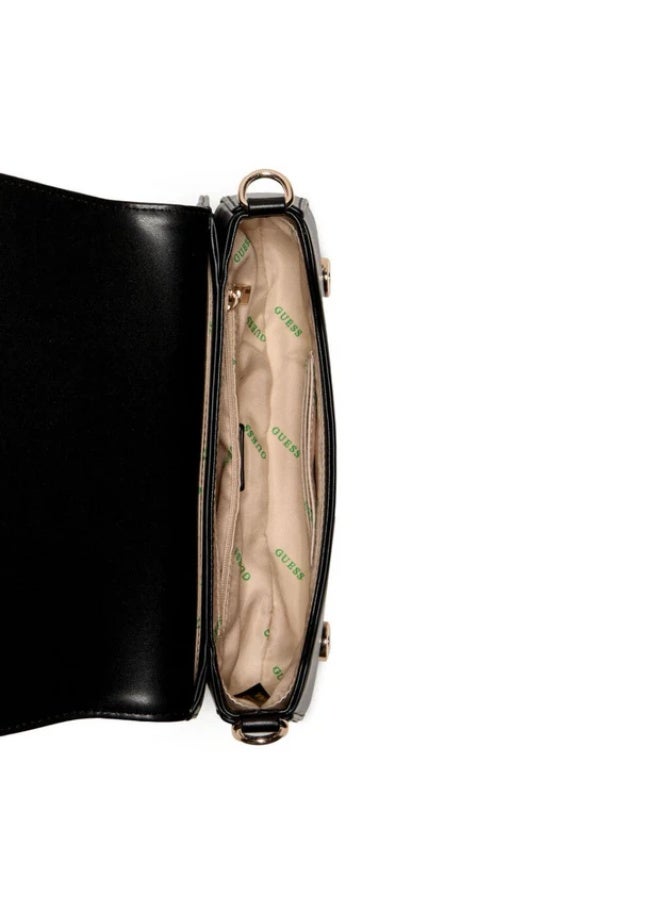 GUESS Eco Mietta Flap Shoulder Bag for Women – Black Faux Leather Handbag - Image 4