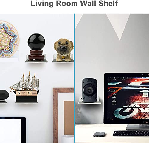 TXEsign Floating Speaker Shelf - Small Wall Mount for Speakers, Webcams, Displays - Acrylic Shelf in Silky White & Transparent - Image 4