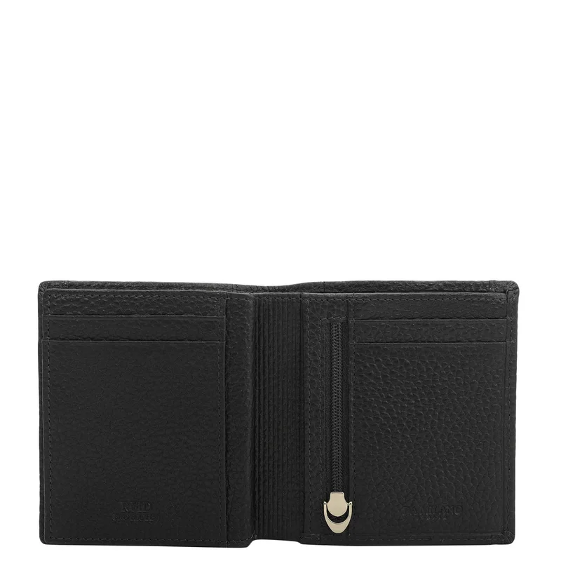 Da Milano Black Bifold Leather Mens Wallet