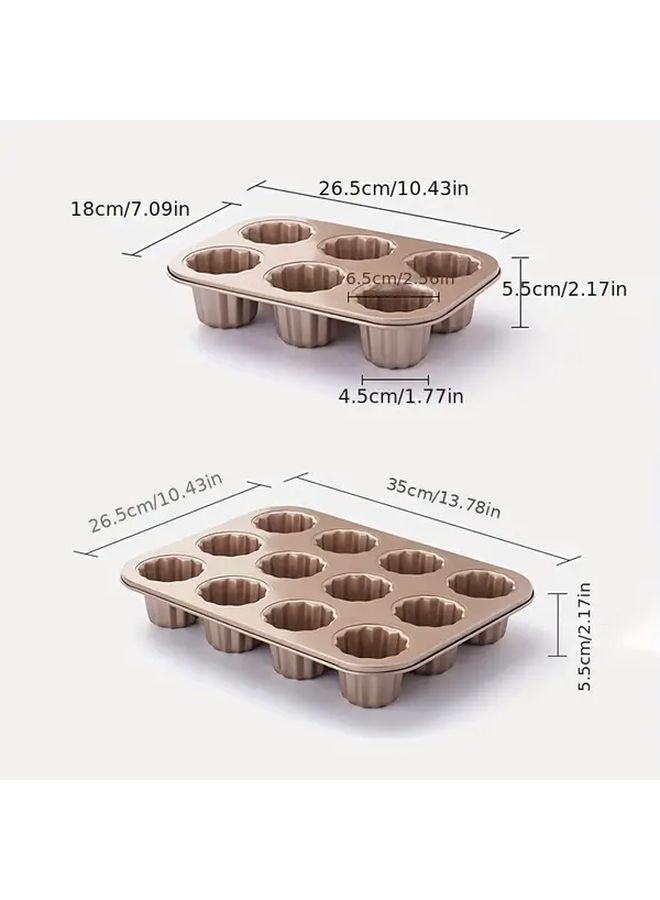 Carbon Steel Fluted Cake Pan 6 Cups French Dessert Mold for Perfectly Baked Cakes Durable Oven Accessory Kitchen Essential Easy to Clean Cake Baking Supplies - Image 2