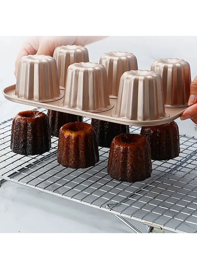 Carbon Steel Fluted Cake Pan 6 Cups French Dessert Mold for Perfectly Baked Cakes Durable Oven Accessory Kitchen Essential Easy to Clean Cake Baking Supplies - Image 4