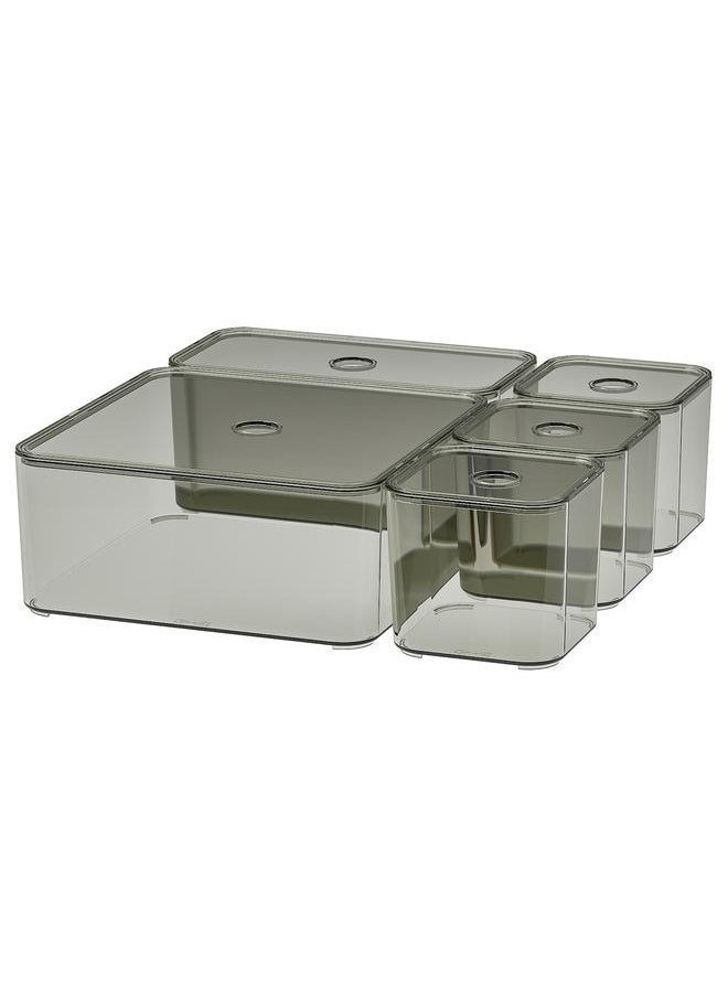 Zaboon Box With Lid, Set Of 5, Grey  - Image 1
