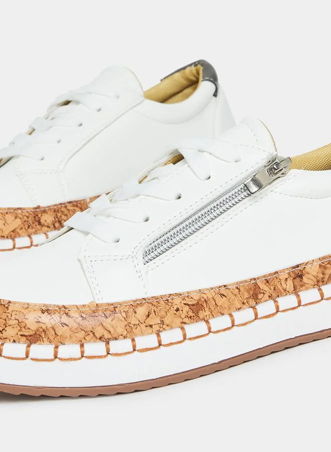 Styli Zip Side Detail Lace Up Casual Shoes