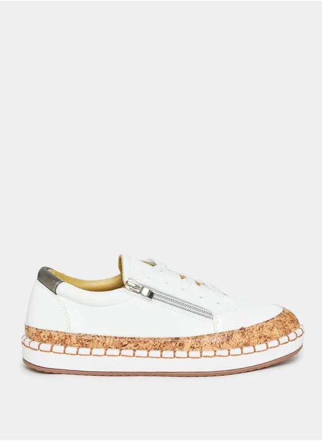 Styli Zip Side Detail Lace Up Casual Shoes