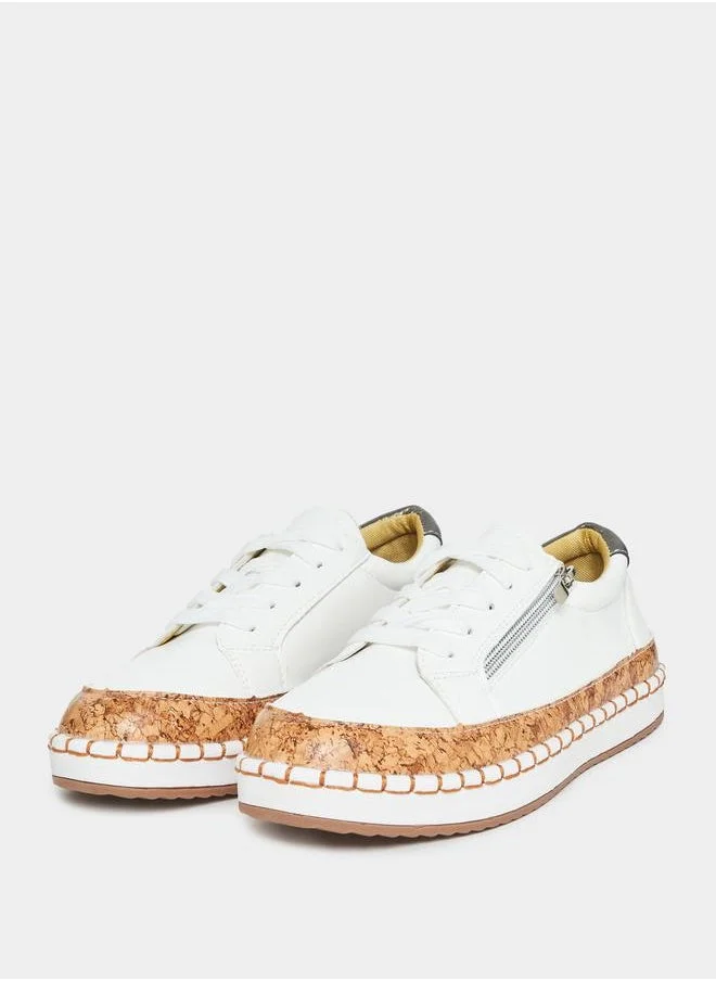 Styli Zip Side Detail Lace Up Casual Shoes