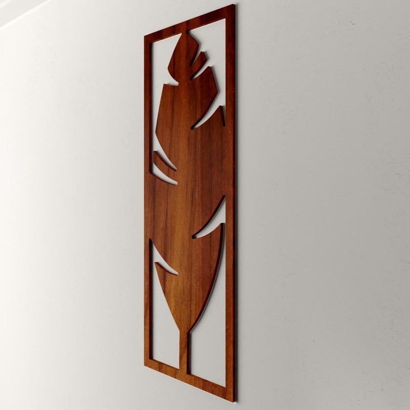 ماركتنا منحوتة خشبية بنقشة ريشة بمقاس 30x80 سم - Image 3