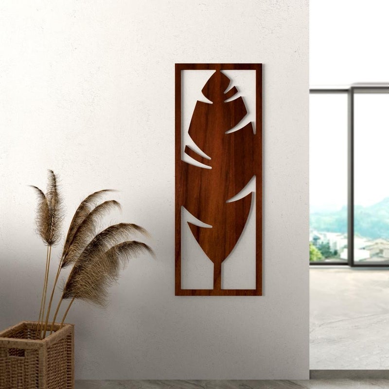 ماركتنا منحوتة خشبية بنقشة ريشة بمقاس 30x80 سم - Image 1