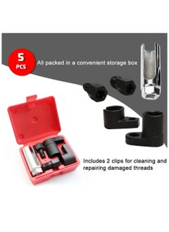 TLAXCA 5 PCS Automotive O2 Oxygen Sensor Socket , 3/8" 1/2" Drive x 7/8" 22mm  Offset Wrench Remover Tool and Thread Chaser Tool Fits Most of Vehicles  - Image 3